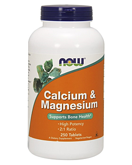 Now Foods Calcium & Magnesium, Preparat na wzmocnienie kości, Tabletki