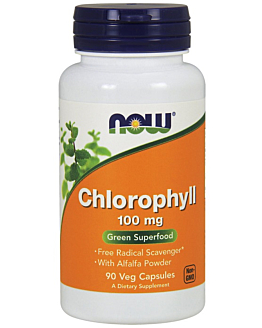 Now Foods Chlorophyll 100 mg, Suplement diety zawierający chlorofil, Kapsułki