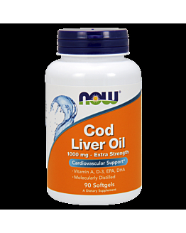 Now Foods Cod Liver Oil 1000 Mg Extra Strength, Olej z watroby dorsza, Kapsułki