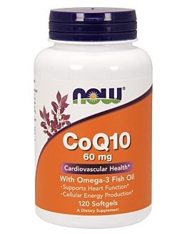 Now Foods CoQ10 With Omega-3 60 mg, Suplement diety z koenzymem Q10 i kwasami omega-3, Kapsułki