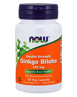 Now Foods Ginkgo Biloba Double Strength 120 mg, Kapsułki