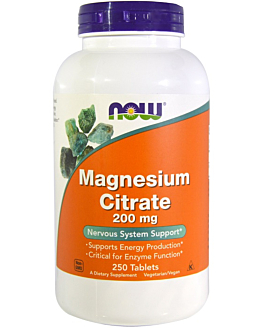 Now Foods Magnesium Citrate, Cytrynian magnezu 200 mg, Tabletki