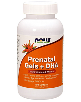Now Foods Prenatal Gels + DHA, Suplement diety z kwasami omega-3 dla kobiet w ciąży, Kapsułki miękkie