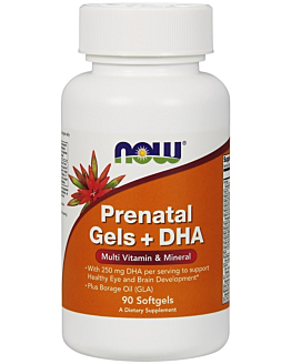 Now Foods Prenatal Gels + DHA, Suplement diety z kwasami omega-3 dla kobiet w ciąży, Kapsułki miękkie