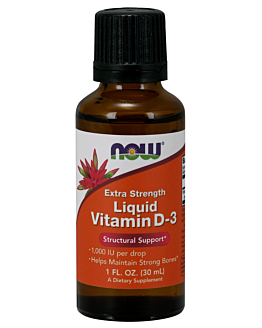 Now Foods Vitamin D-3 Liquid 1000 IU Extra Strength, Witamina D3 w płynie, Krople