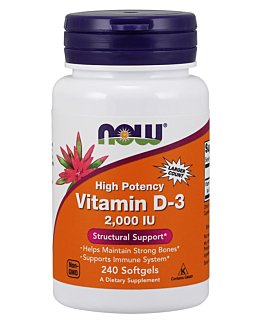 Now Foods Vitamin D-3 2000 IU, Suplement diety z witaminą D3, Kapsułki