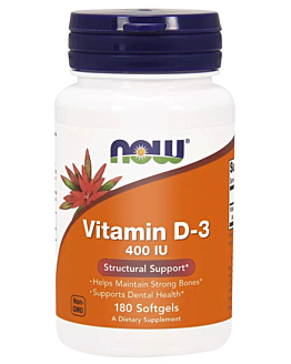 Now Foods Vitamin D-3 400 IU, Suplement diety z witaminą D3, Kapsułki