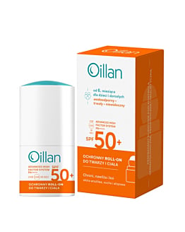 Oillan Sun Ochronny roll-on przeciwsłoneczny do twarzy i ciała z filtrem SPF50+ do skóry wrażliwej