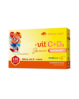 Olimp Gold-vit C+D3 Junior Odporność, Tabletki do ssania, Smak cytrynowy
