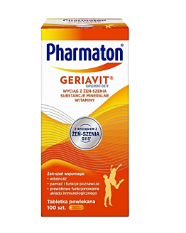 Geriavit Pharmaton Zestaw witamin i minerałów, 100 Tabletek