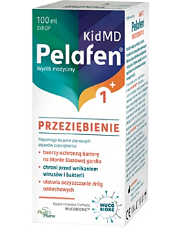 Pelafen Kid MD Przeziębienie, Syrop dla dzieci od 1. roku życia, Smak malinowy