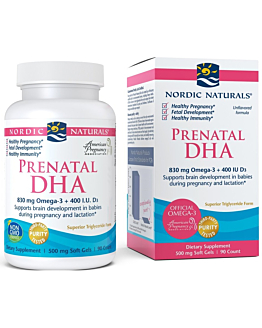 Nordic Naturals Prenatal DHA 830mg, Suplement diety w postaci kapsułek zawierający kwasy omega-3, Bezsmakowy