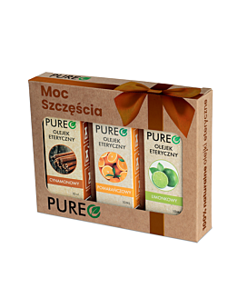 Pureo Moc Szczęścia Zestaw Olejków (Cynamonowy+Pomarańczowy+Limonkowy) 3 x 