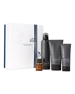 Rituals Homme Set: scrub viso + gel doccia + shampoo + acqua profumata