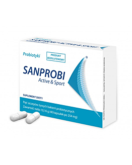 Sanprobi Active & Sport, Suplement diety zawierający żywe kultury bakterii, Kapsułki