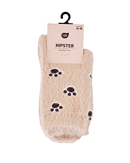 Life Calzini Donna Hipster in Pile, fantasia Zampette Cani, misura 35-38