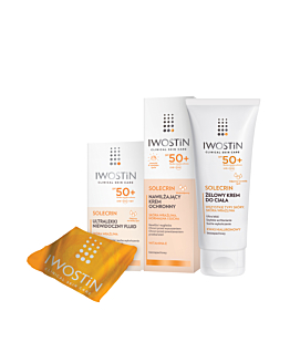 Iwostin Solecrin Zestaw kosmetyków, Krem SPF50+ Fluid SPF50 + Żel-krem SPF50 + Ręcznik