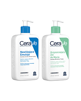 CeraVe Zestaw Oczyszczający żel do mycia 473ml + Nawilżająca emulsja 473ml