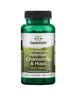 Swanson Full Spectrum Waleriana Rumianek i Chmiel Kapsułki, 60 szt.