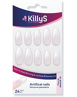 KillyS Sztuczne paznokcie Almond mleczne 24 szt.