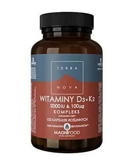 Terranova, Witaminy D3 2000 IU + K2 100 mcg Kompleks, Kapsułki