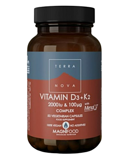 Terranova, Witaminy D3 2000 IU + K2 100 mcg Kompleks, Kapsułki