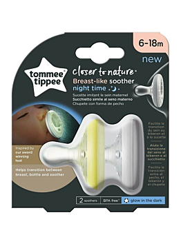 Tommee Tippee Smoczek Uspokajający Breast-Like-Soother Night 6-18M