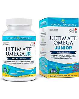 Nordic Naturals Ultimate Omega Junior 680mg, Miękkie kapsułki z kwasami Omega-3 dla dzieci od 6. roku życia, Smak truskawkowy