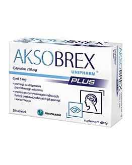 Aksobrex Unipharm Plus, Suplement diety zawierający składniki wspomagające wzrok, Tabletki