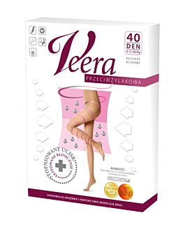 Veera Rajstopy przeciwżylakowe 40 DEN, Kolor Natural, Rozmiar 3