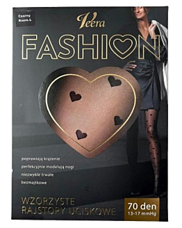 Veera Fashion Rajstopy wzorzyste 70 Den, Serca, rozm. S 