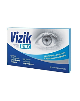 Vizik Max, Suplement diety zawierający składniki wspomagające wzrok, Tabletki