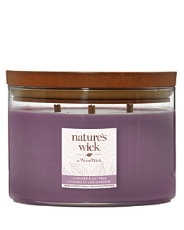 Woodwick Natures Wick Świeca w Szkle z 3 Drewnianymi Knotami Lavender & Oatmilk
