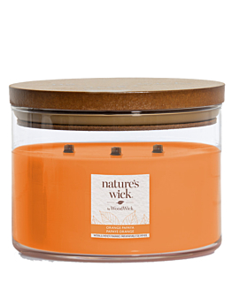 Woodwick Natures Wick Świeca w Szkle z 3 Drewnianymi Knotami Orange Papaya