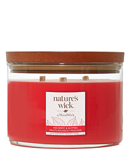 Woodwick Natures Wick Świeca w Szkle z 3 Drewnianymi Knotami Redberry & Nutmeg