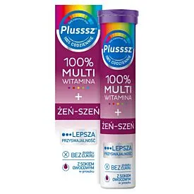 Plusssz 100% Multiwitamina + Żeń-szeń - 20 tabletek musujących