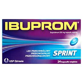 Ibuprom Sprint Caps 200 mg - Szybka ulga w bólu i gorączce, 24 kapsułki