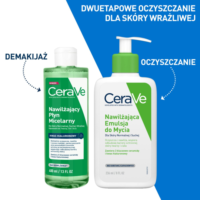 Cerave Nawilżający płyn micelarny dla skóry normalnej, suchej i wrażliwej, 400 ml