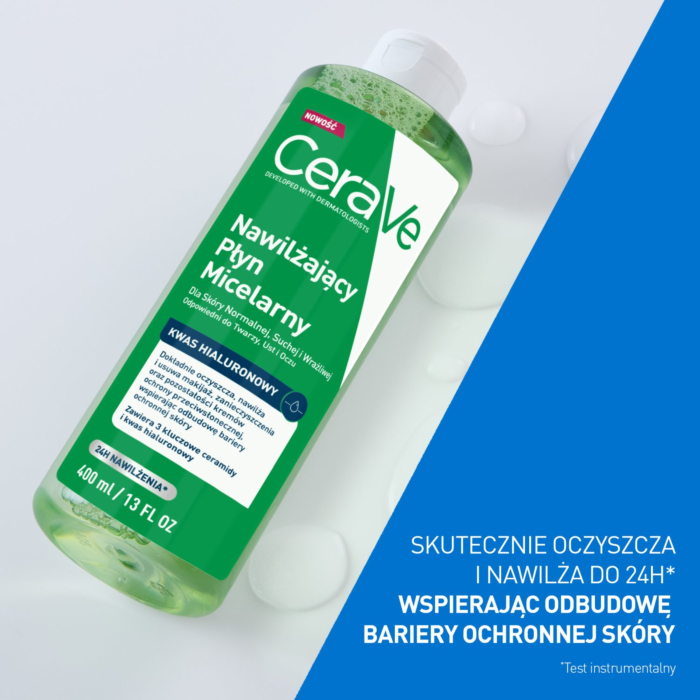 Cerave Nawilżający płyn micelarny dla skóry normalnej, suchej i wrażliwej, 400 ml
