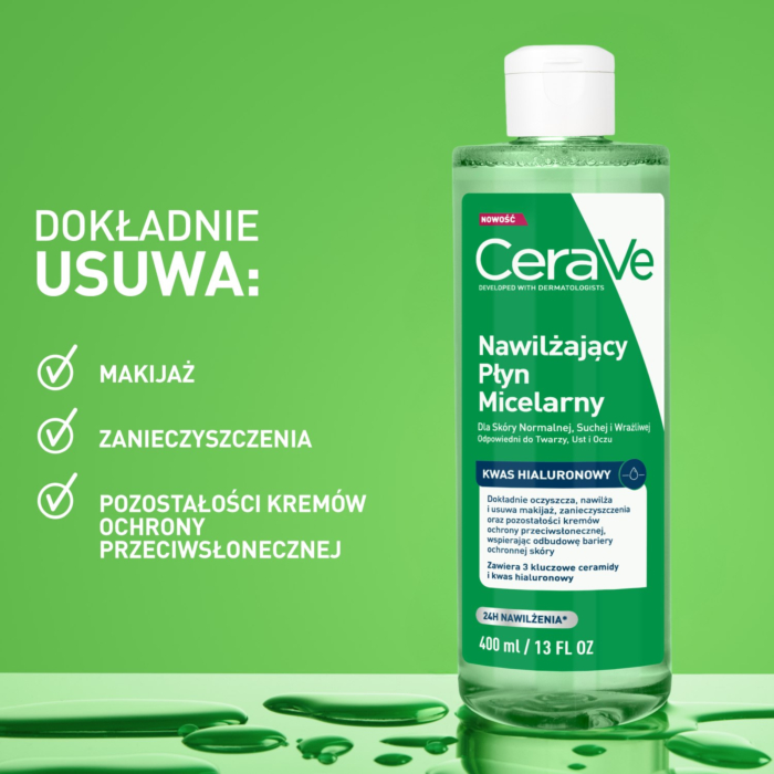 Cerave Nawilżający płyn micelarny dla skóry normalnej, suchej i wrażliwej, 400 ml