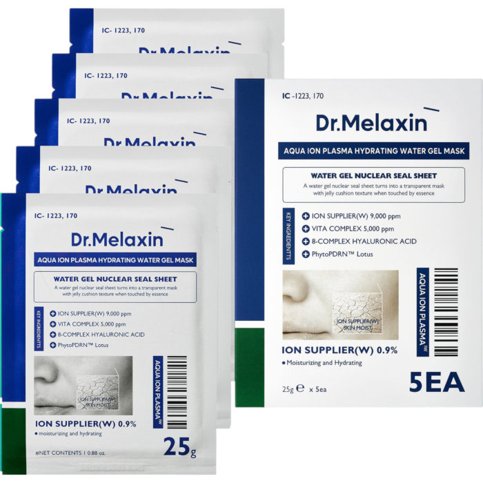 Dr.Melaxin Aqua Ion Plasma Hydrating Water, Maska-Żel nawilżająca do twarzy, 5x25g
