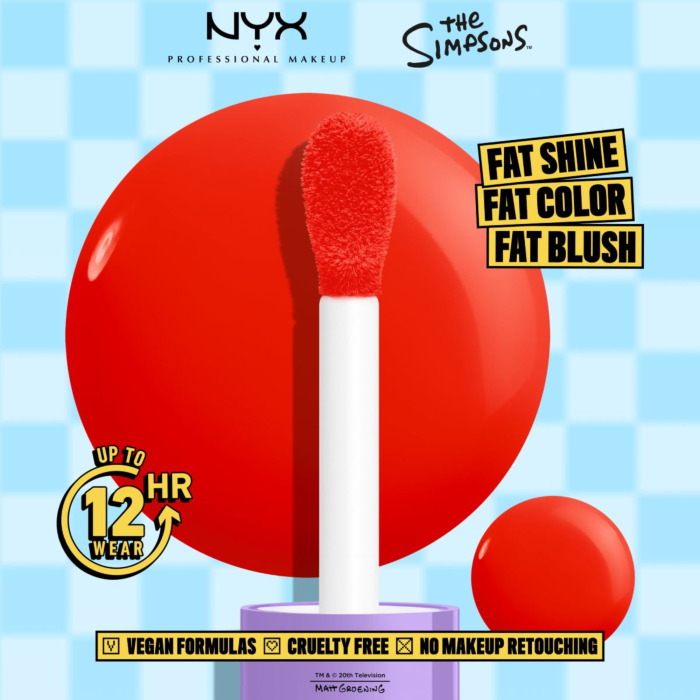 Nyx The Simpsons Saucy Sisters Fat Cheeks Blush Róż do policzków w płynie, Snarky Scarlet