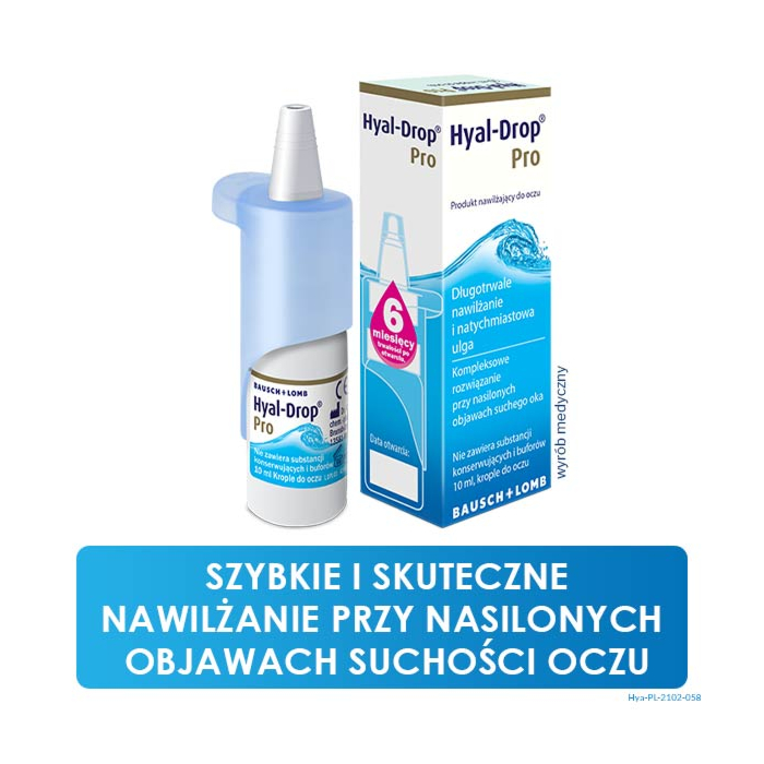 Hyal-Drop Pro, Nawilżające krople do oczu, 0,24% hialuronianu sodu