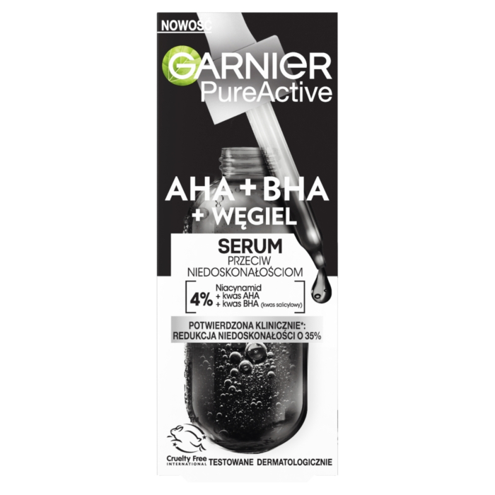 Garnier Skin Naturals Czysta Skóra Serum przeciw niedoskonałościom z Kwasem Aha, Bha i Węglem