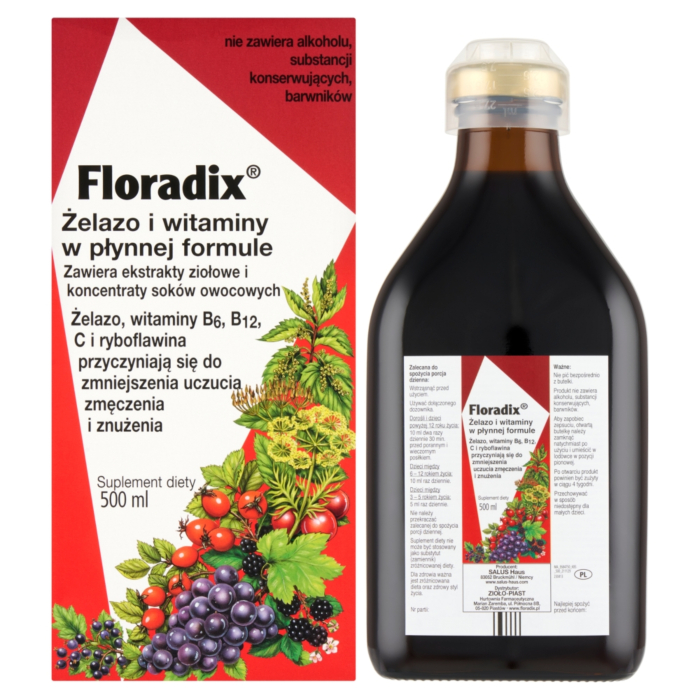 Floradix Żelazo i Witaminy, Płyn doustny 