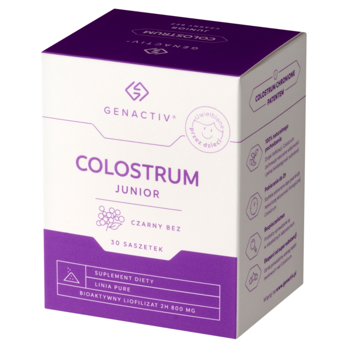 Genactiv Colostrum Junior Czarny Bez, Saszetki z proszkiem do rozpuszczania