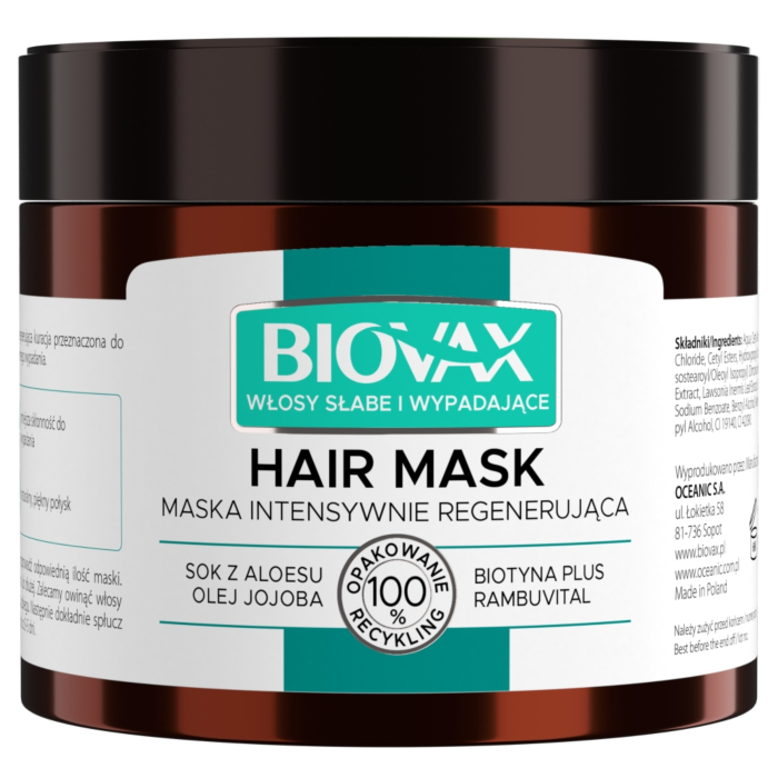 L'biotica Biovax Aloe Vera Maska do włosów słabych i wypadających 