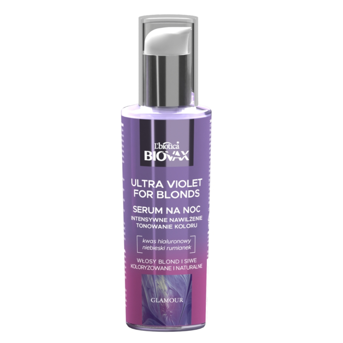 L'biotica Biovax Ultra Violet for Blonds Serum tonujące na noc do włosów blond i siwych 