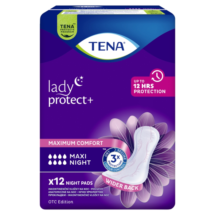 Tena Lady Maxi Night, Podpaski na nietrzymanie moczu dla kobiet na noc, 12 Sztuk