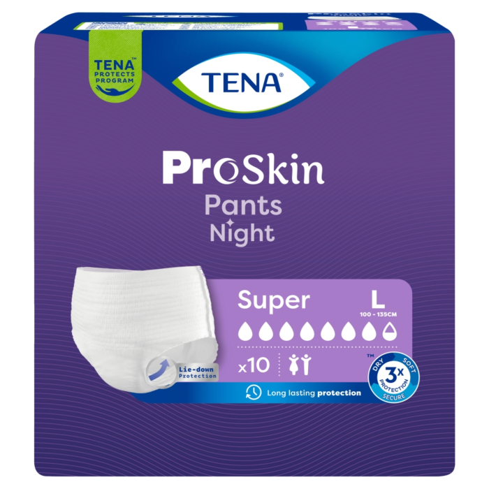 Tena Pants Proskin Majtki Chłonne Super Night L, 10 Sztuk